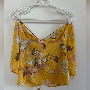 Floral Yellow Women's Top H&M cropped large